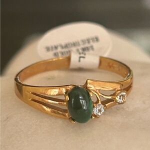 Genuine Malachite 18KT Gold Plated Ring